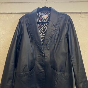 Denim & Co 100% Genuine Leather Blazer Jacket for women